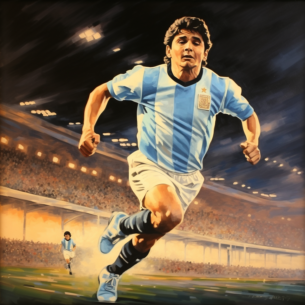 Maradona in Retro Soccer Poster