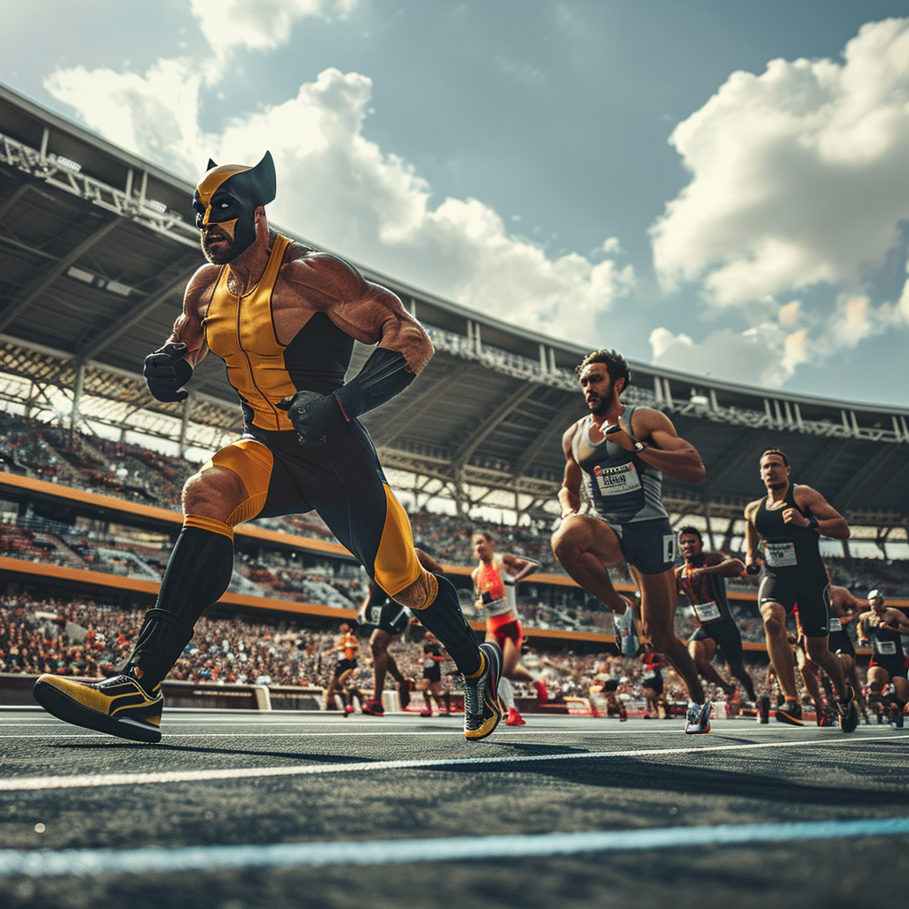 Marathon Runners with Wolverine