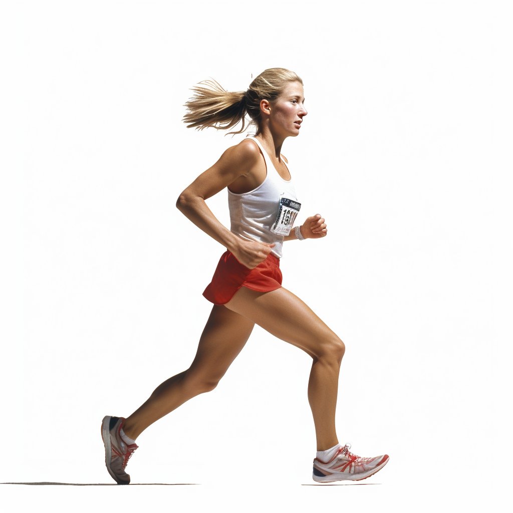 Marathon runner on white background