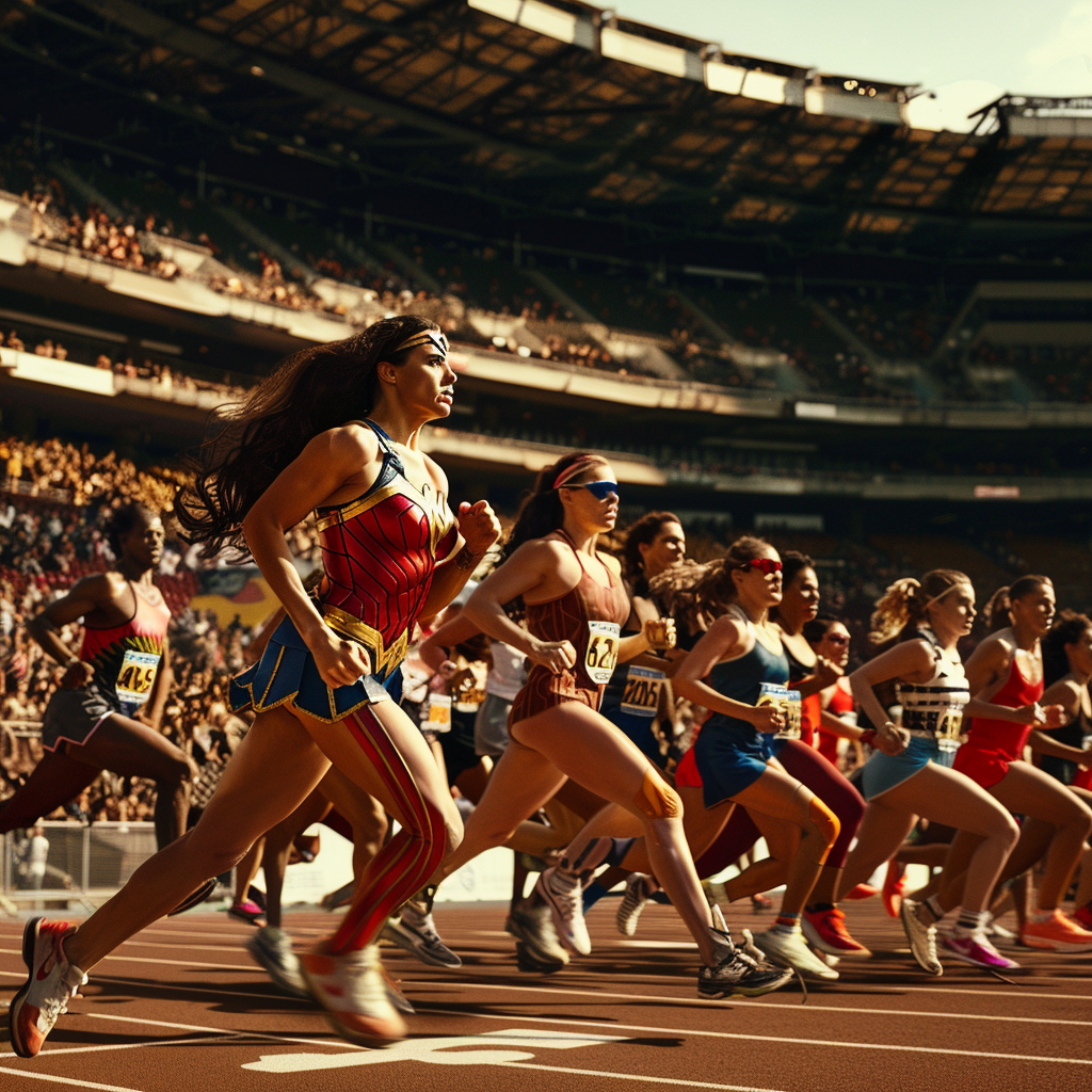 Wonder Woman and Nike Marathon Runners