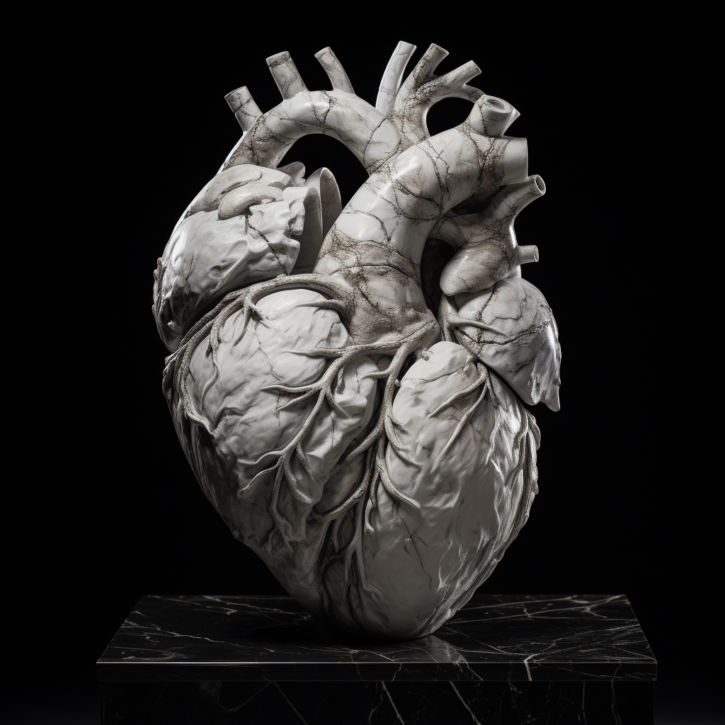 Beautiful marble sculpture of human heart