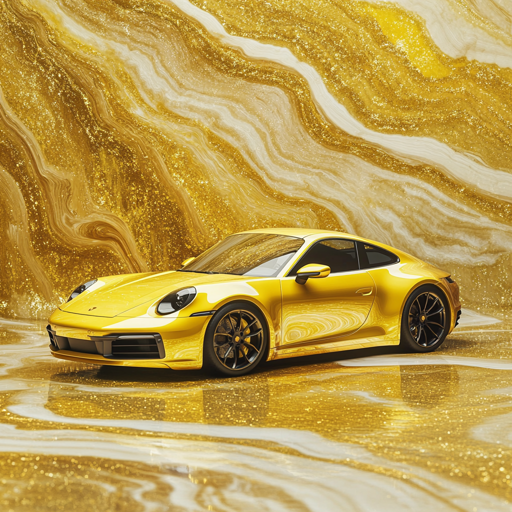 Closeup Marble Wallpaper Shiny Porsche 911