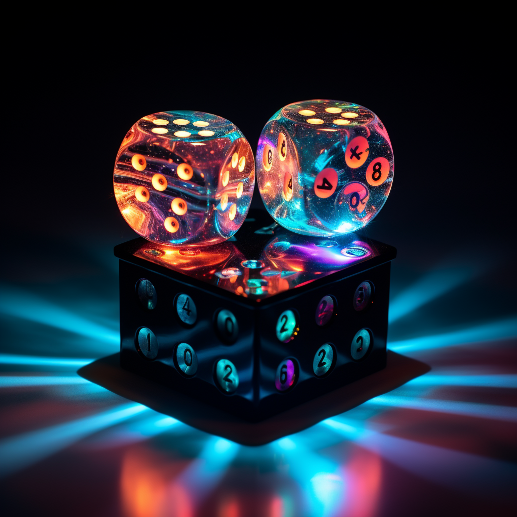 Holographic Table with Marbled Dices