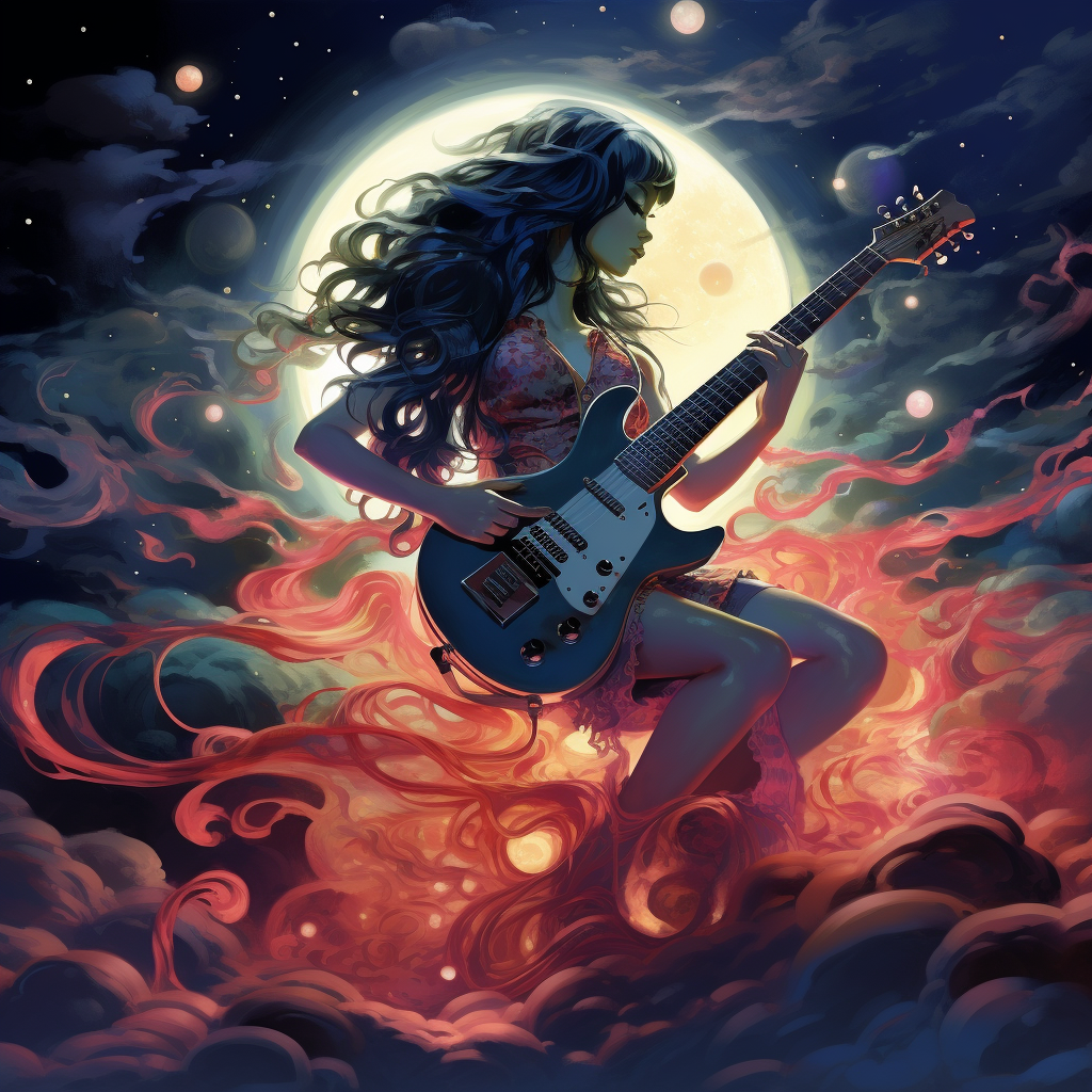 Marceline Abadeer playing her bass guitar