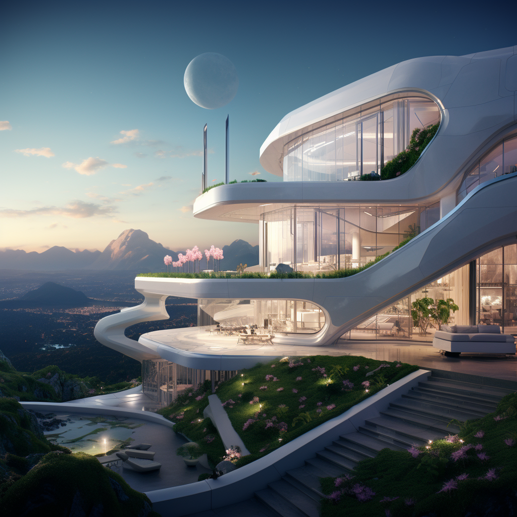 March futuristic mansion 4K cinematic realistic