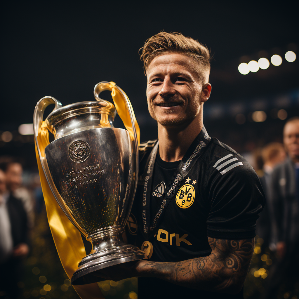 Marco Reus celebrates winning Champions League