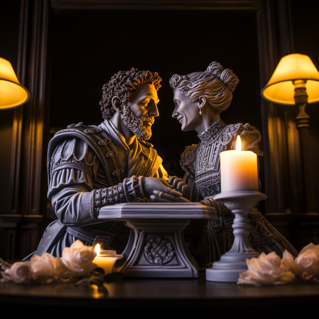 Marcus Aurelius and Goddess at Romantic Table