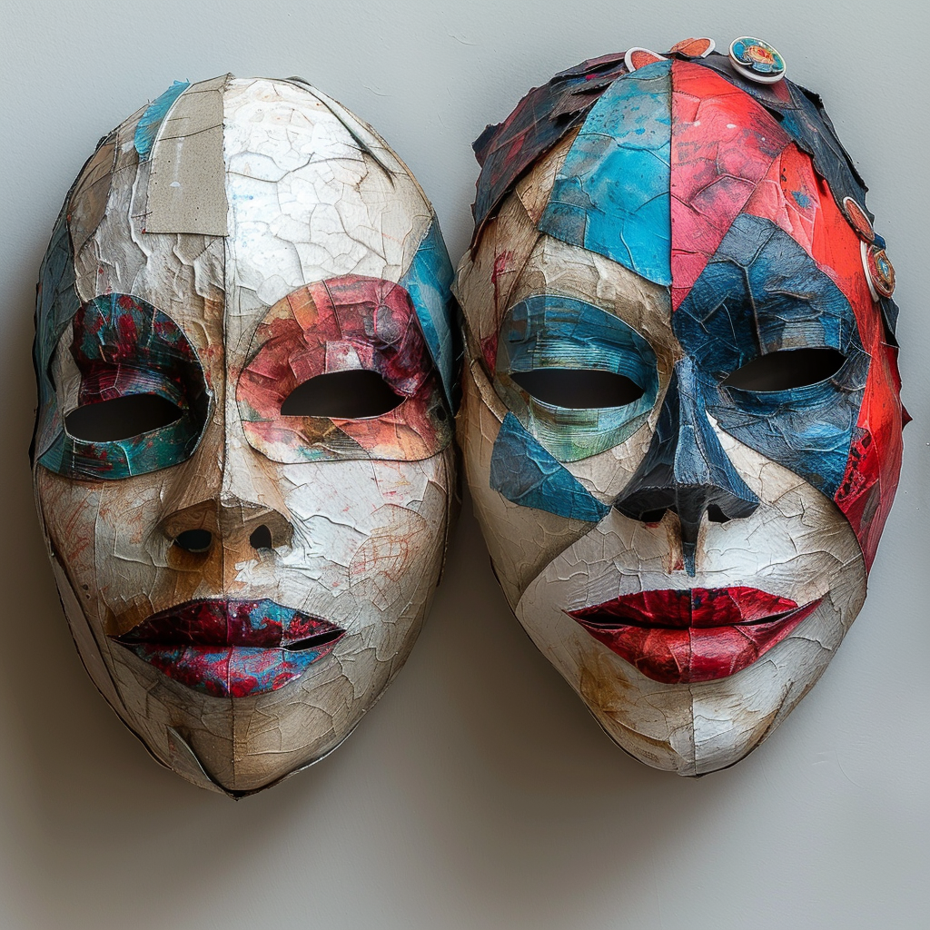 Vibrant Mardi Gras Papier Mâché Masks