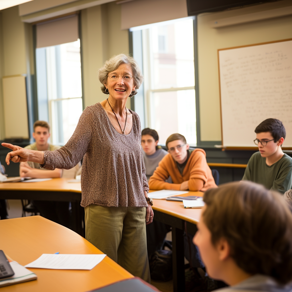 Margaret Wallace teaching a class at Boston University