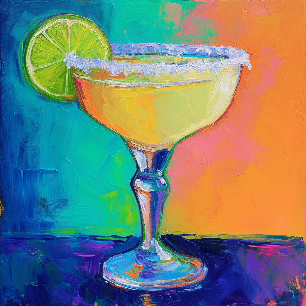 Acrylic margarita glass painting with salted rim