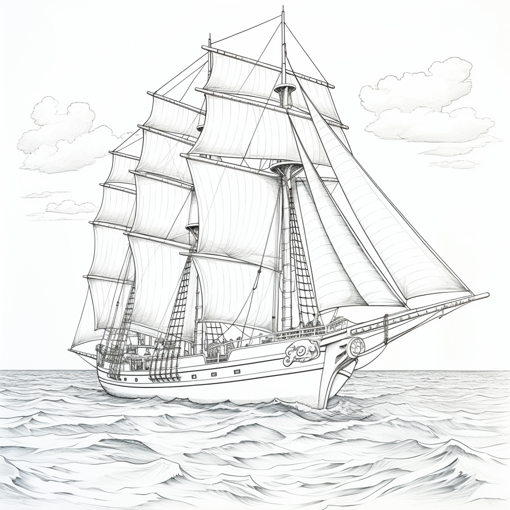 Marie Celeste Schooner sailing on calm ocean waves