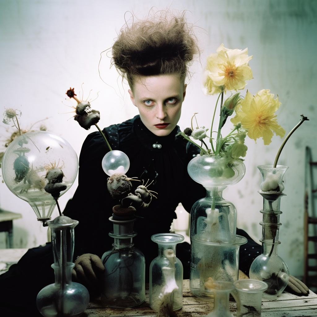 Marie Curie in High Concept Editorial Photo