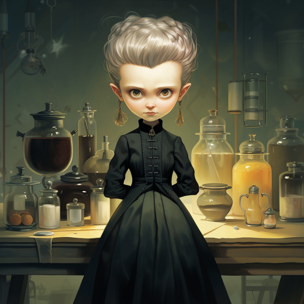 Marie Curie painting by Yoshitomo Nara