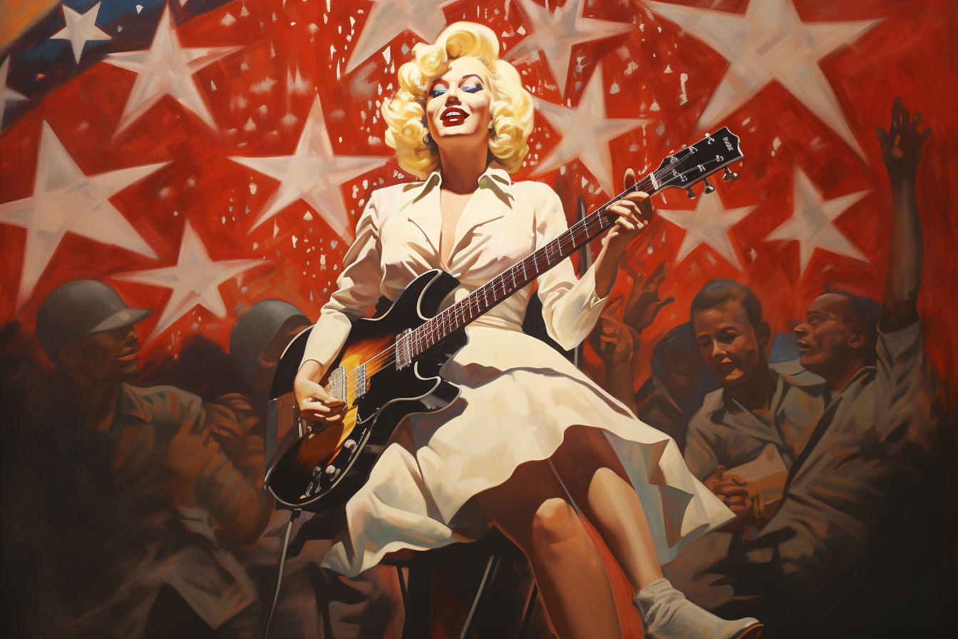 Marilyn Monroe performing for soldiers