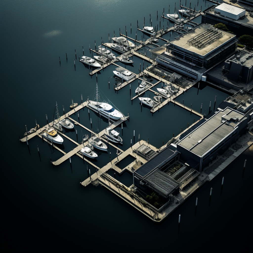 Aerial View of Hyperrealistic Marina