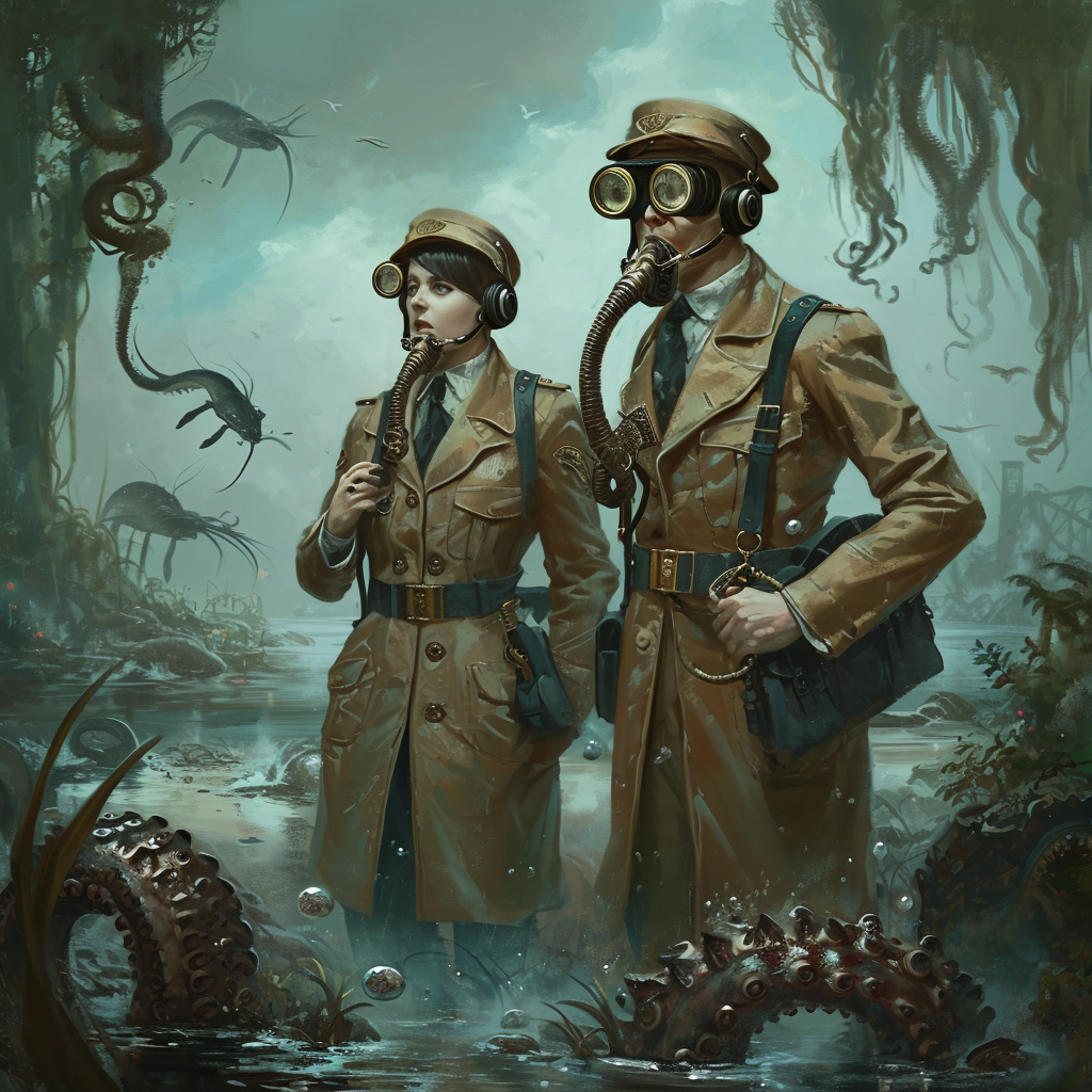 Male and female 1920s marine biologists playing Call of Cthulhu game