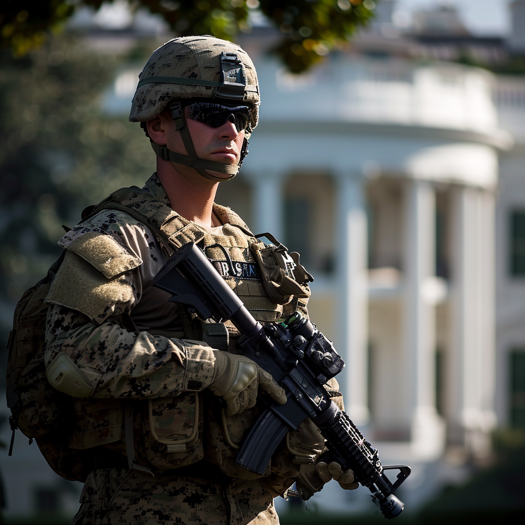 U.S. Marines guarding the White House