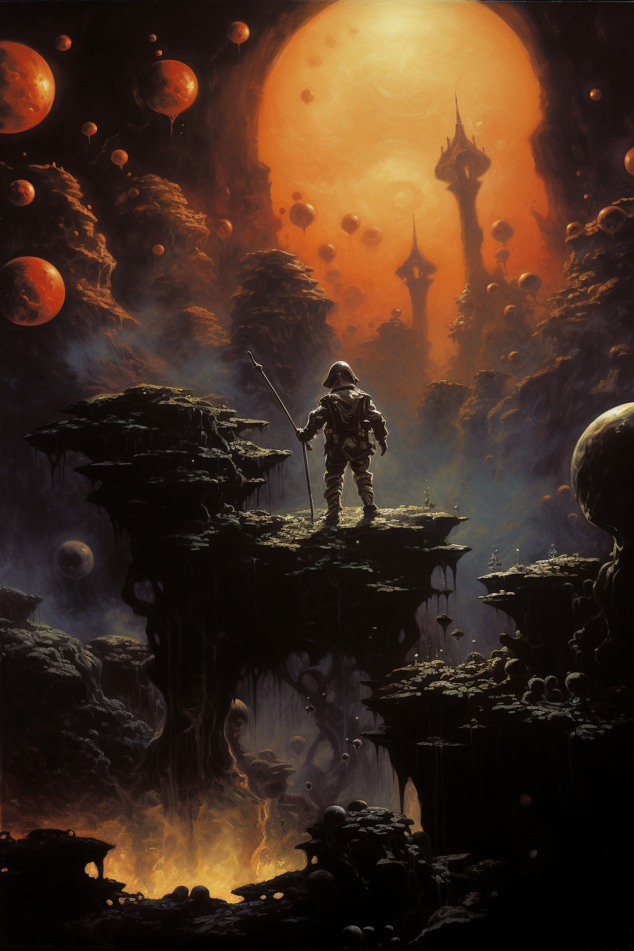 Mario Bros jumping in dark fantasy setting