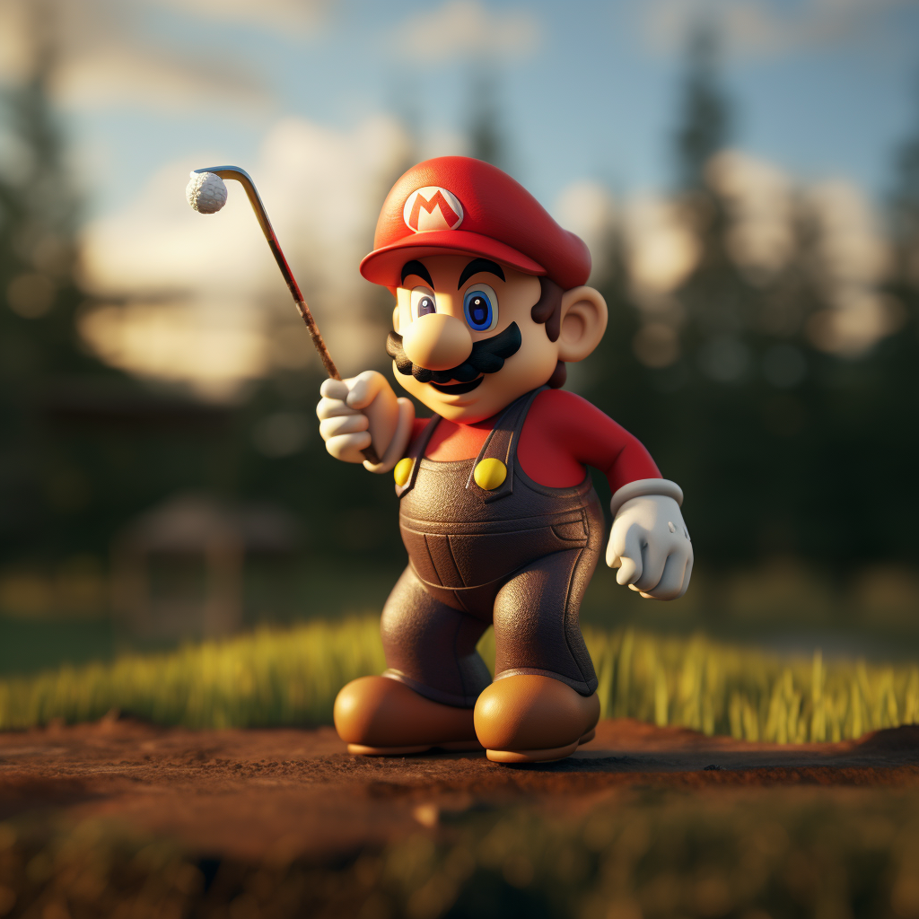 Mario golfing with enhanced realism