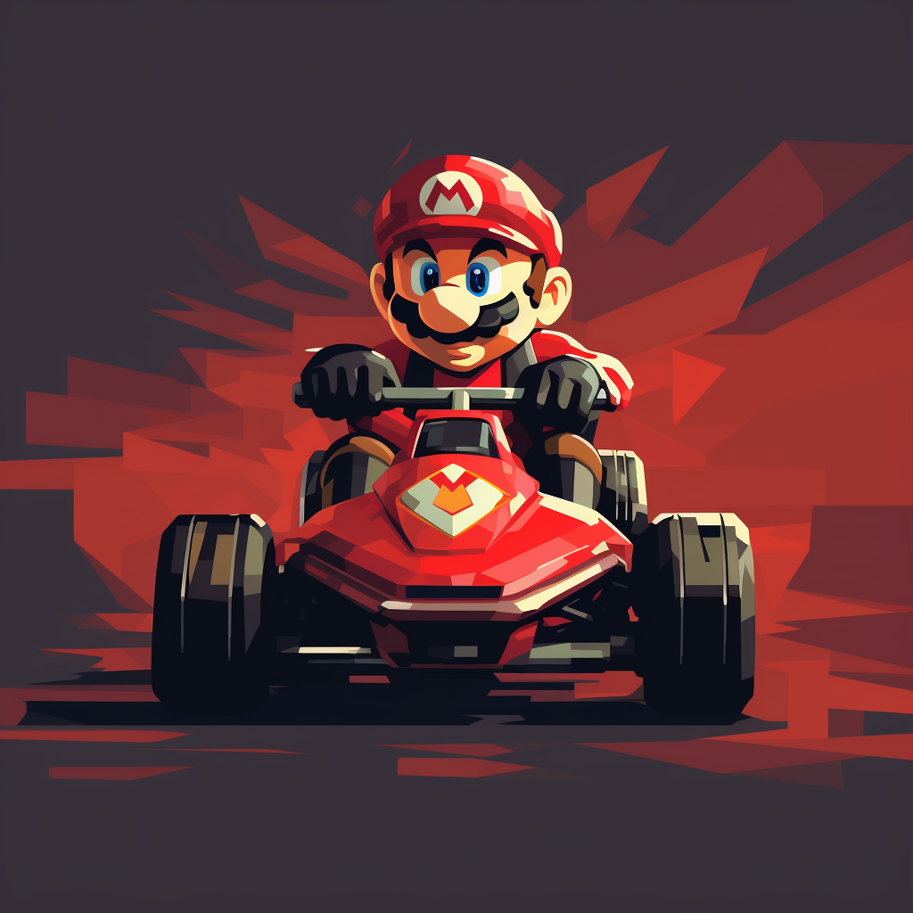 Minimalist Mario Kart digital artwork