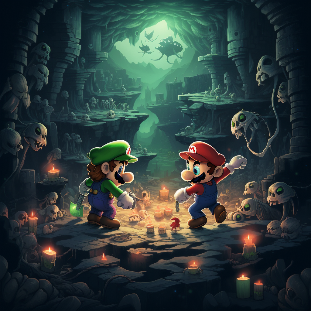 Mario and Luigi overcoming obstacles together