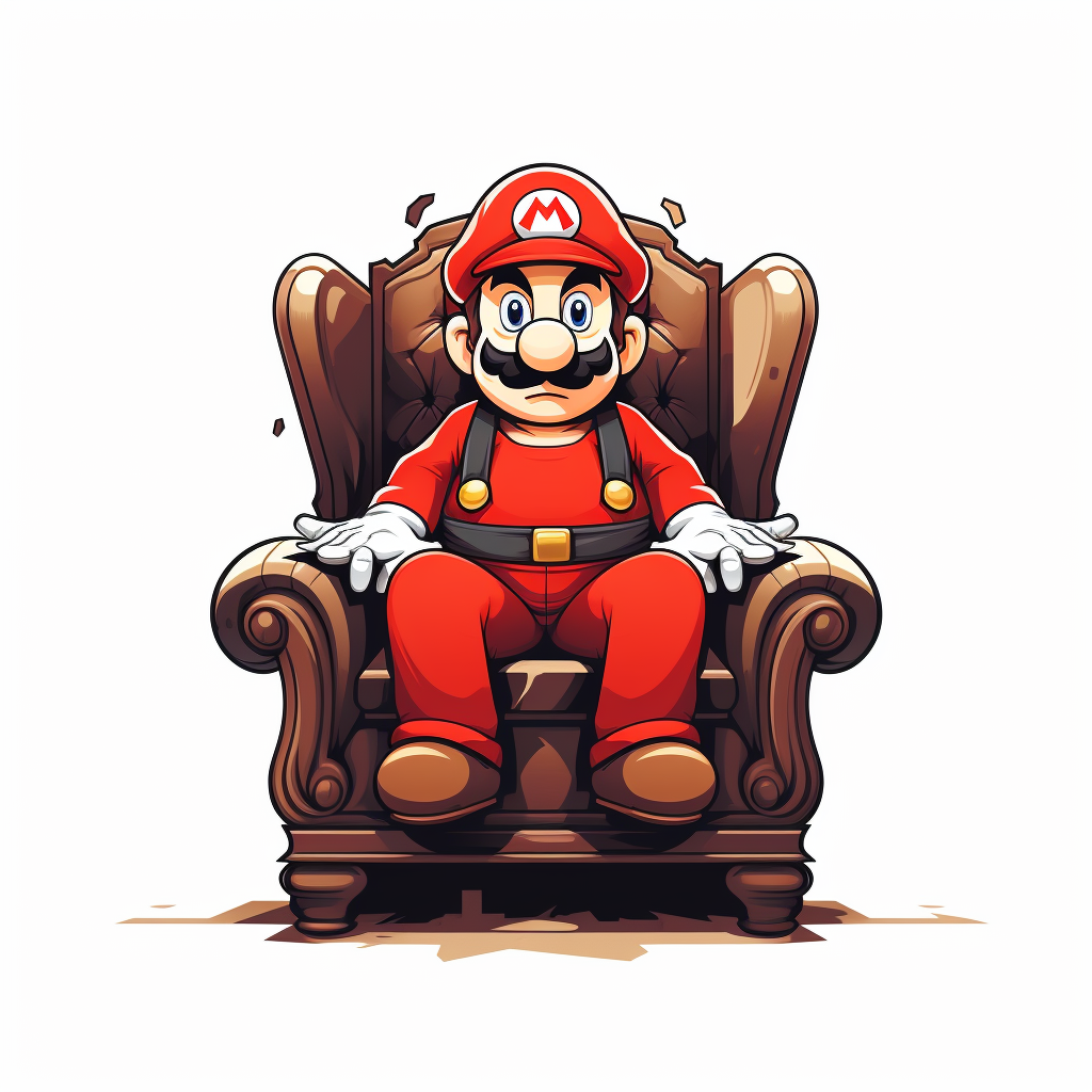 Pixel Art of Mario Sitting on Chair