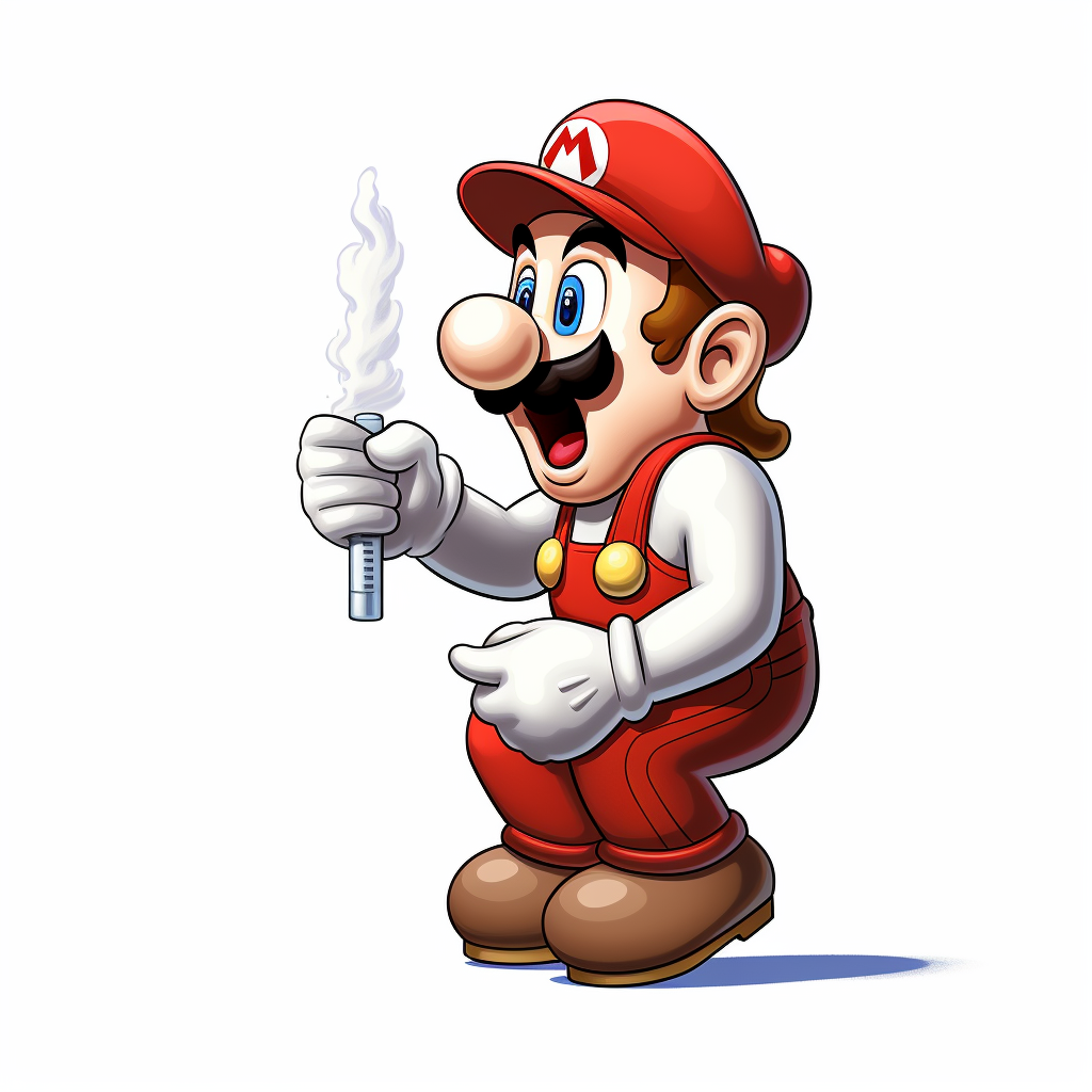 Mario brushing teeth in pixel art