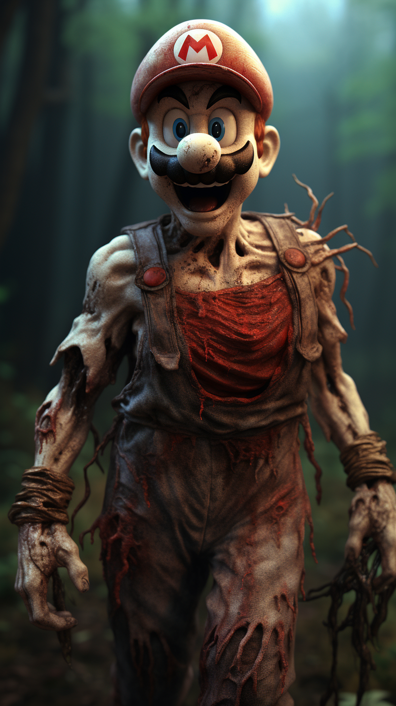 Image of Zombie Mario in Creepy Forest