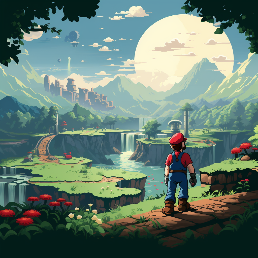 Mario in pixelated and modern gaming designs