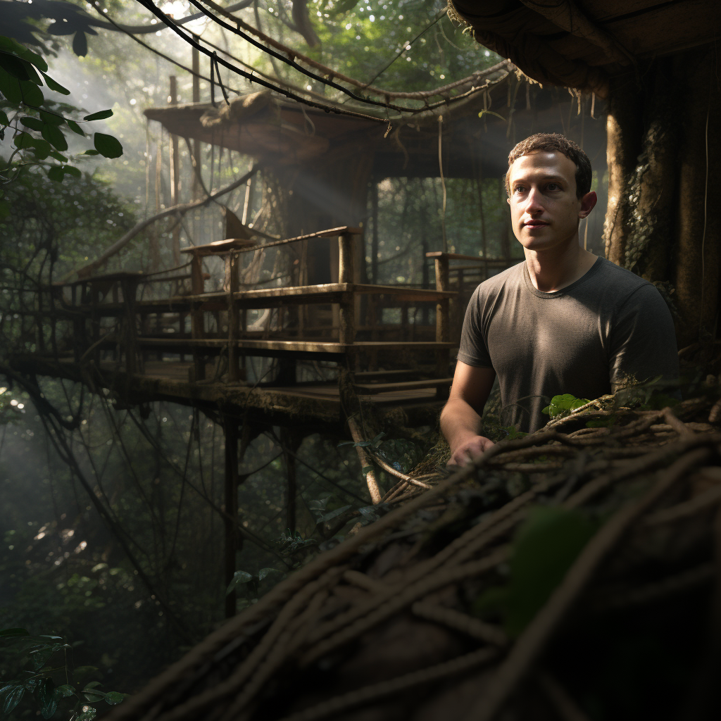 Mark Zuckerberg in jungle treehouse