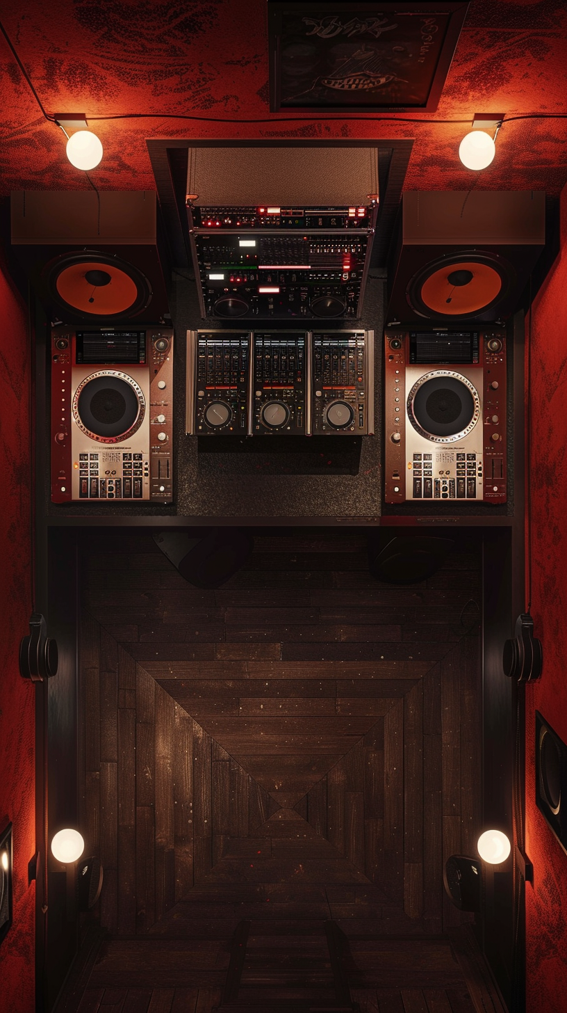 Recording booth with DJ decks