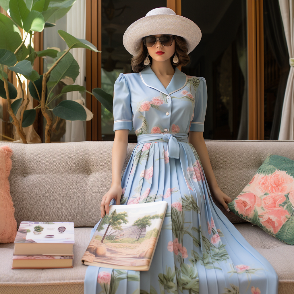 Woman influencer in summer home wear