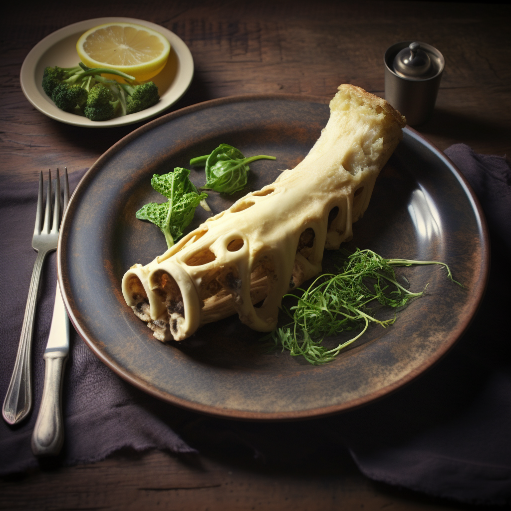 Realistic marrow bone on a plate