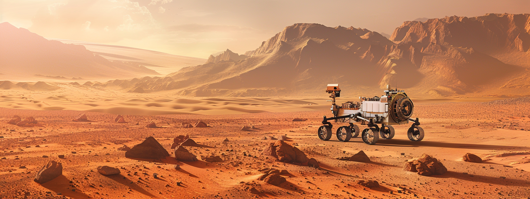 Mars landscape with rover background