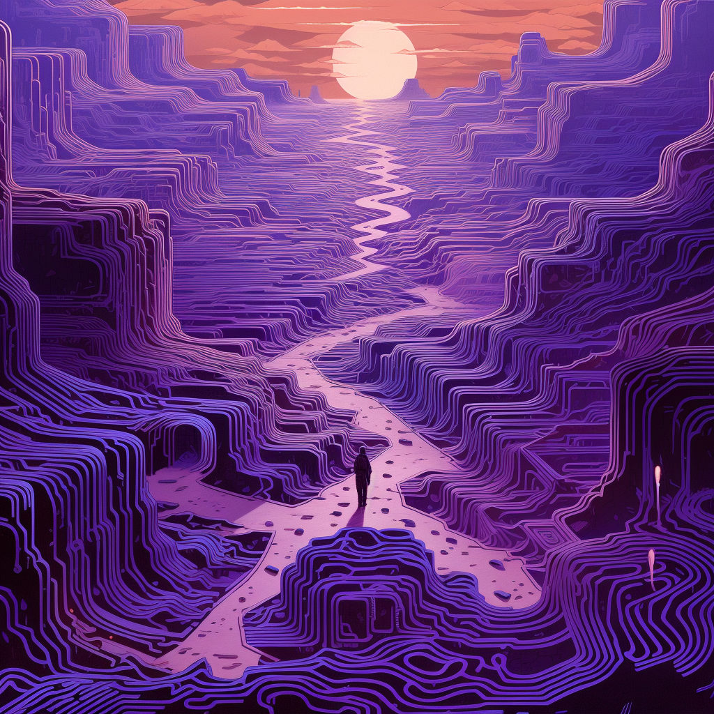 Mars Purple Maze in Moebius Style