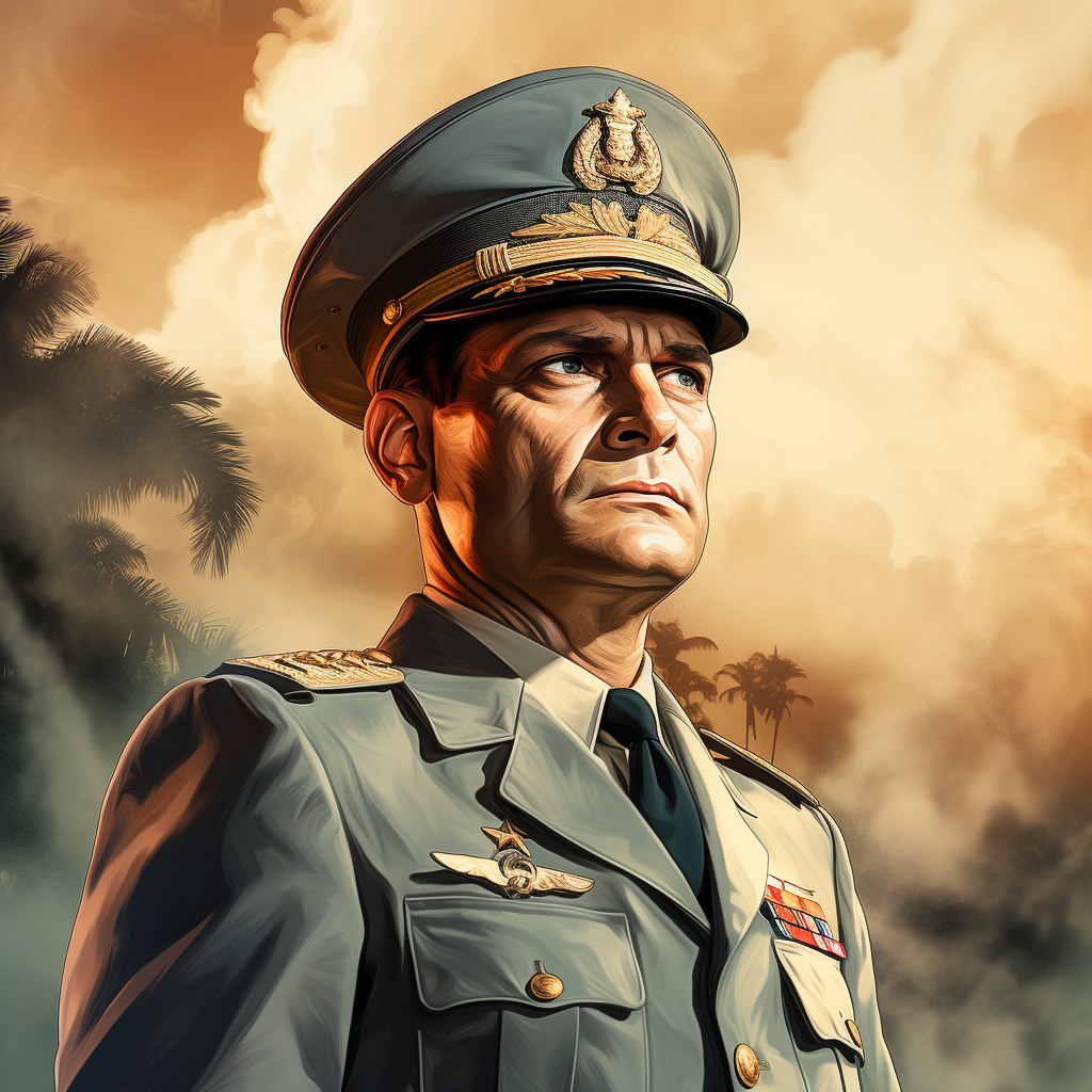 Detailed wartime illustration of Marshal Tito