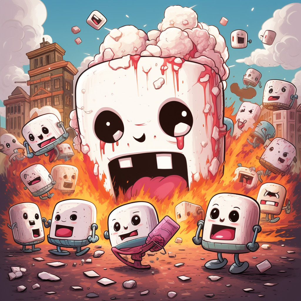 Colorful marshmallow riot artwork