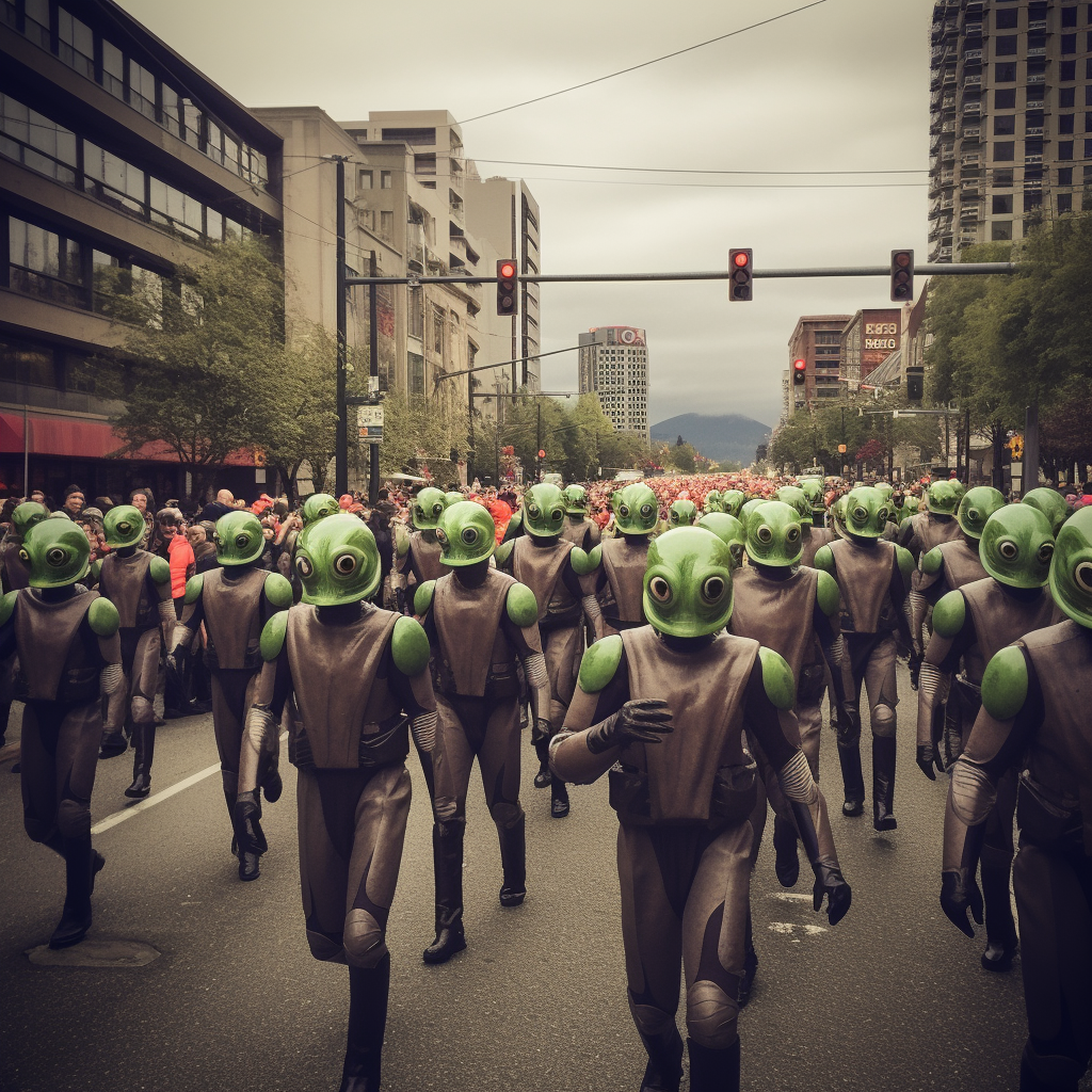 Martian army marching in Seattle