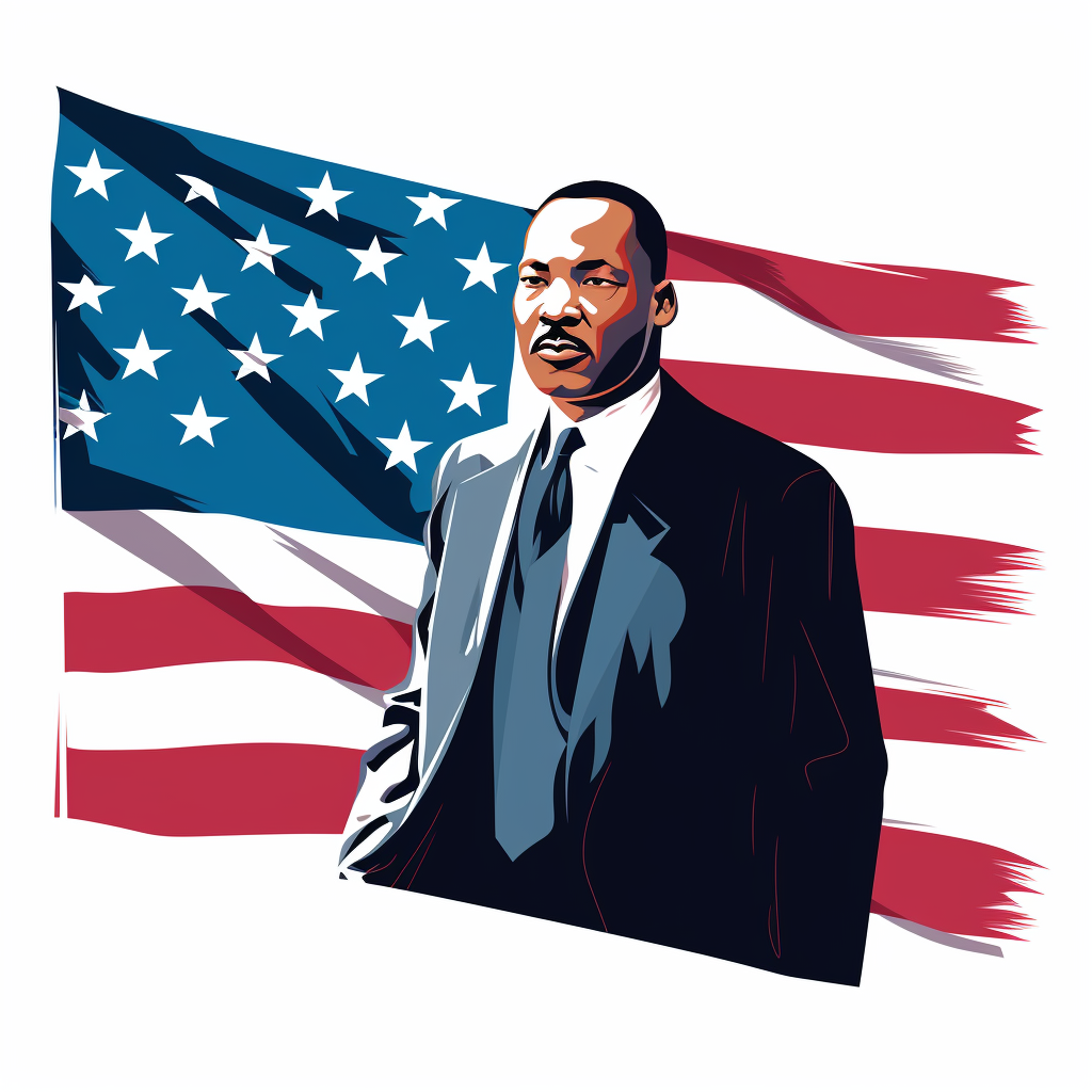 Martin Luther King with USA Flag: Symbol of Unity