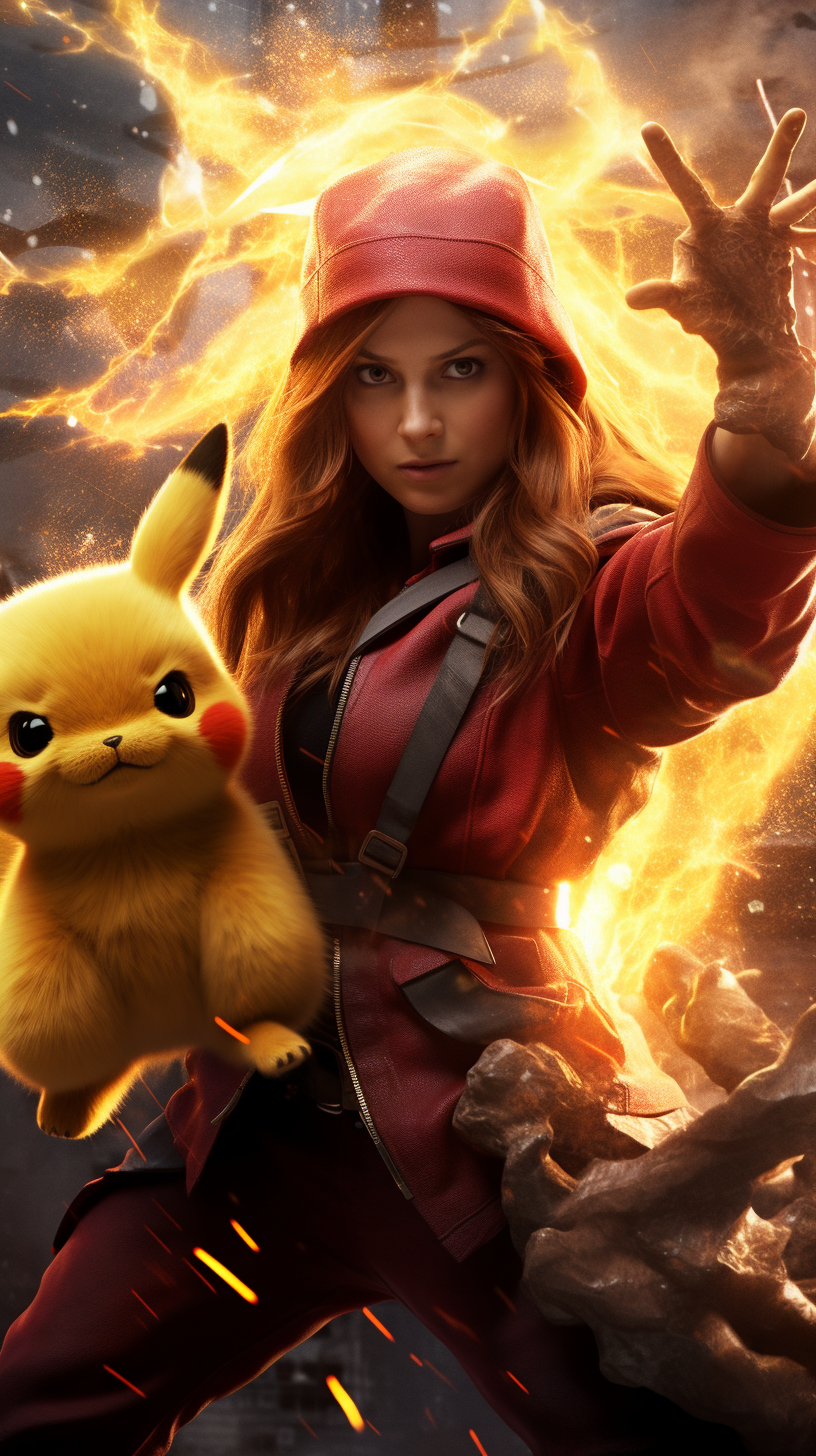 Scarlet Witch battling Pikachu in epic showdown