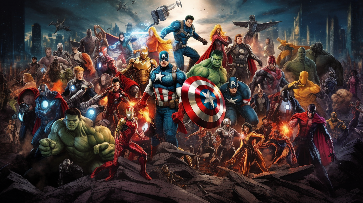 Marvel Comics Superheroes Collage Panoramic Image