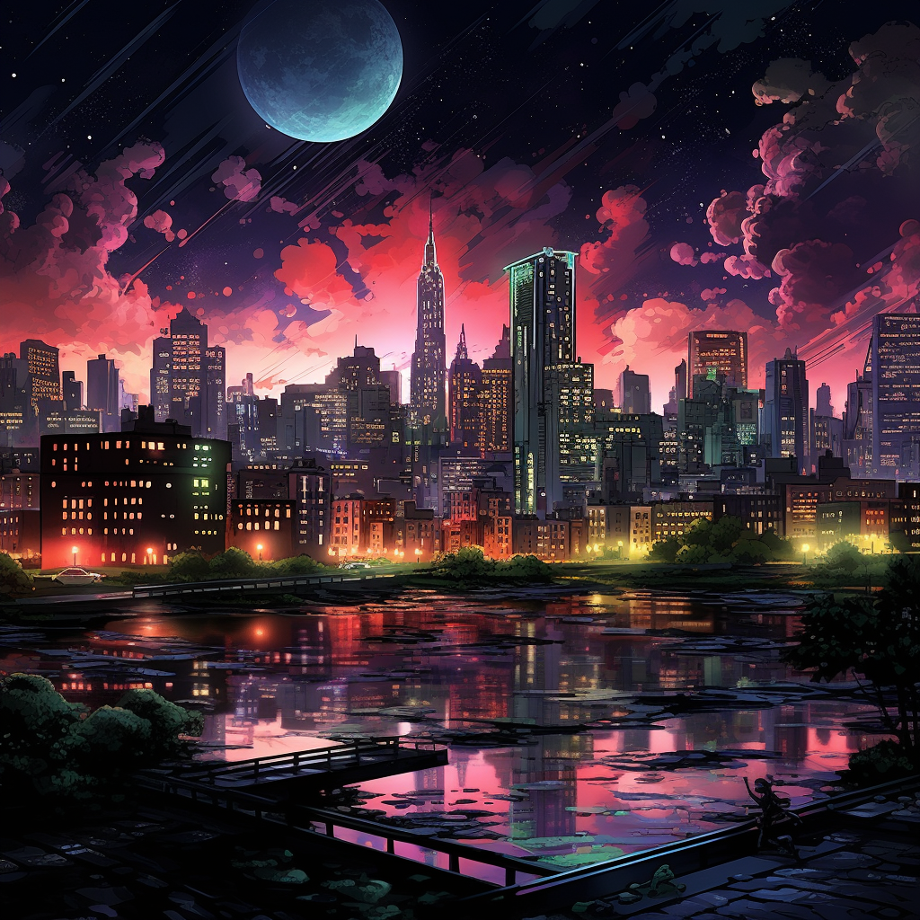 Marvel Cityscape at Night Skyline