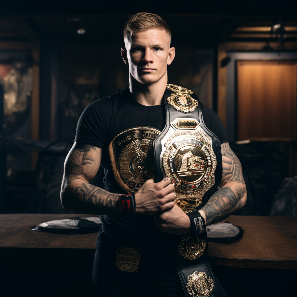 Marvin Vettori proudly displaying UFC belt