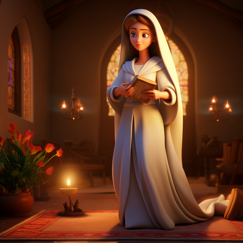 Mary Mother Jesus Pregnant Pixar Style Animation