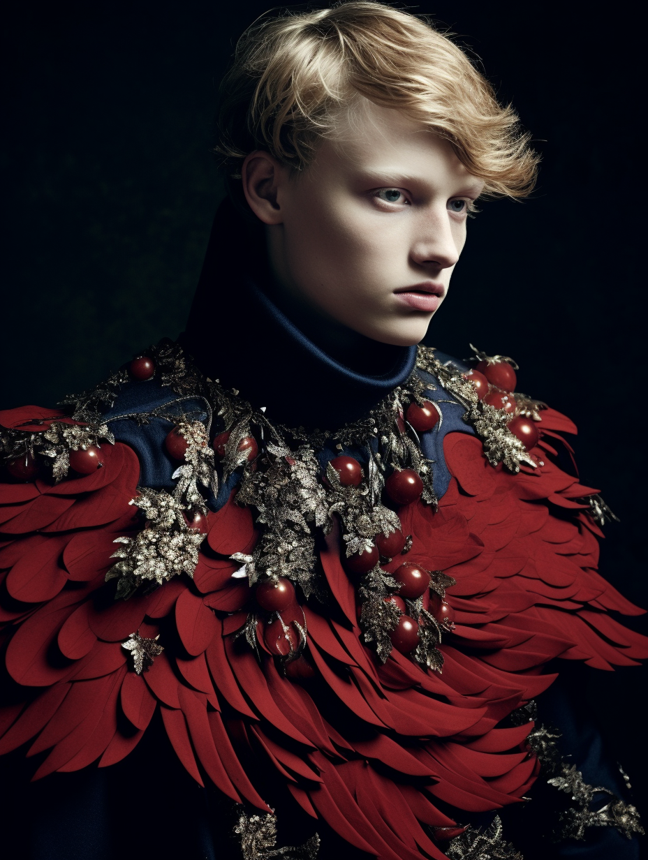 Masculine man with parrot wings