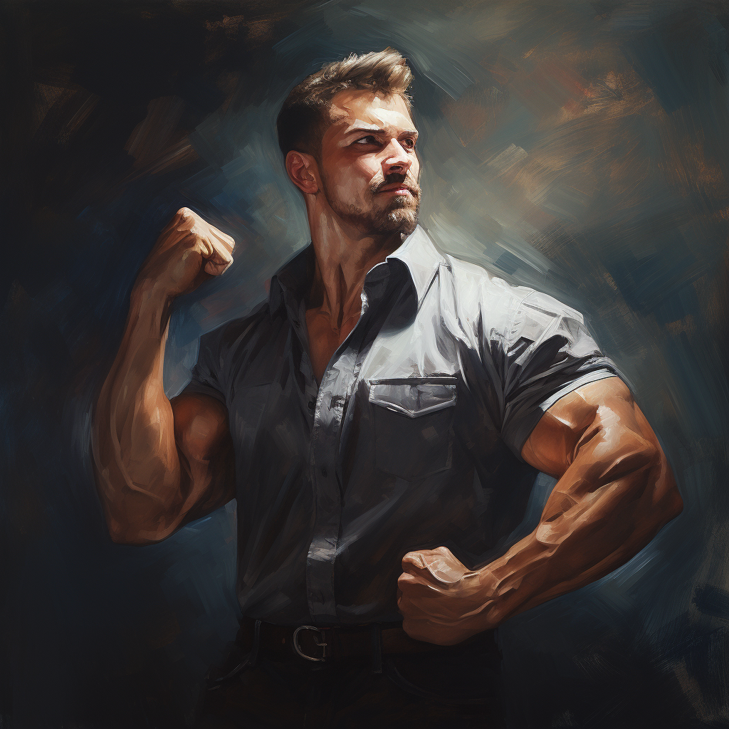 Muscular man flexing his muscles