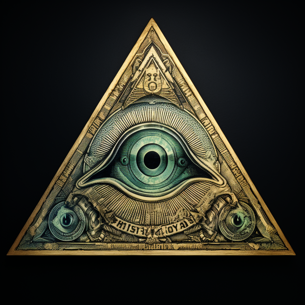 Masonic pyramid with eye and money symbol