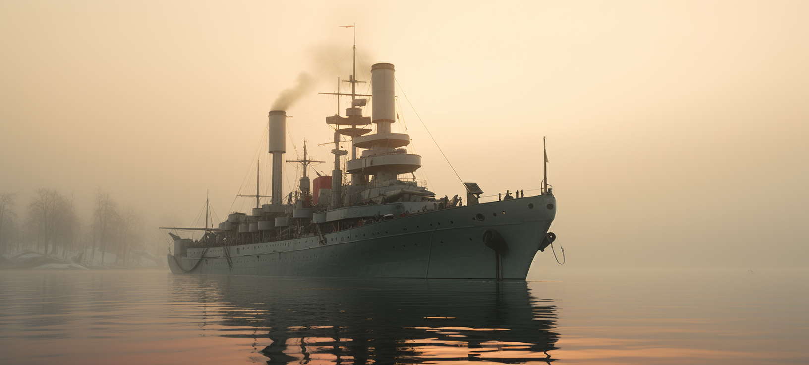 Massena French Pre-Dreadnought on Misty Lake