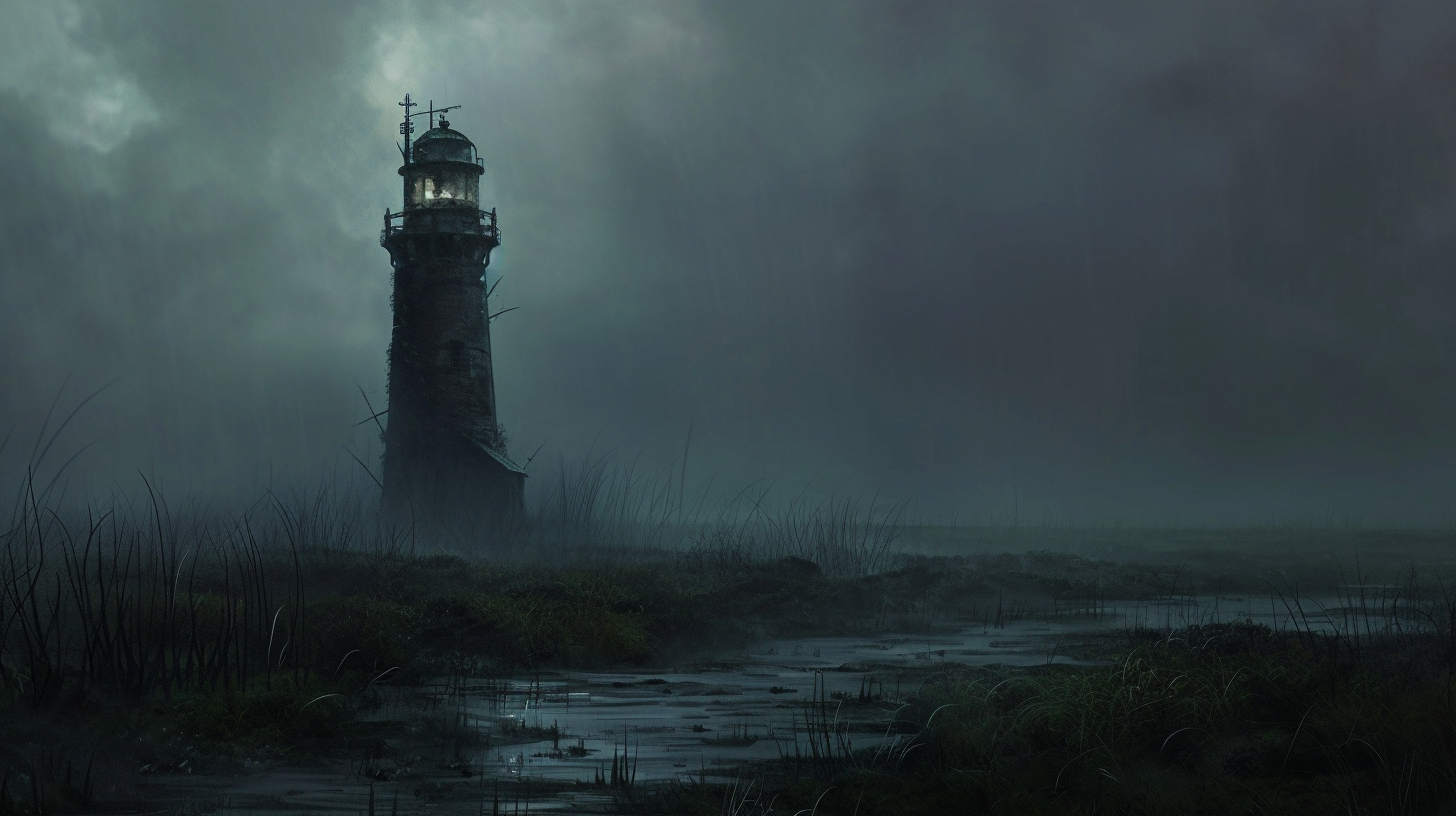 Lighthouse in Swamp at Dusk