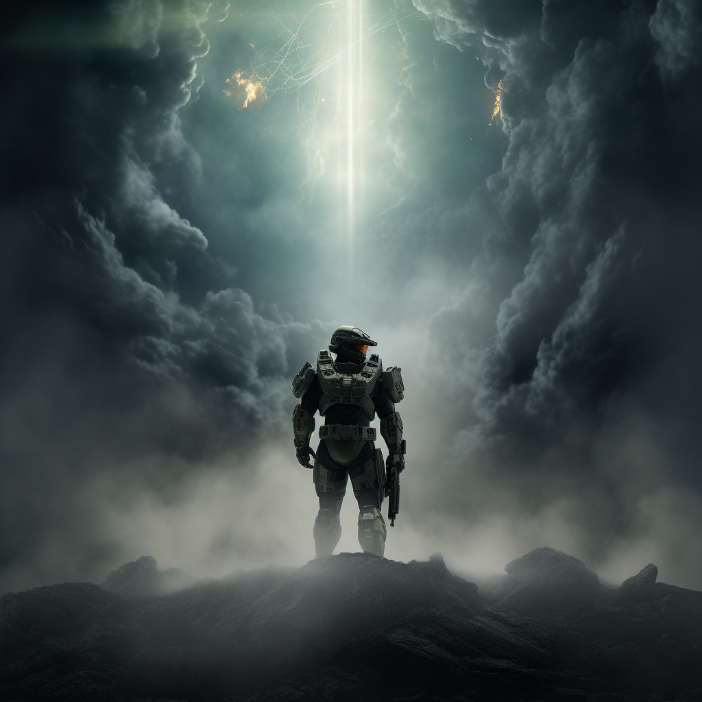 Master Chief emerging from shadows